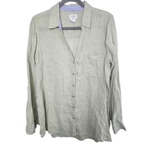 Sigrid Olsen Womens Linen Top Size L Coastal Grandma Resortwear Travel Vacation